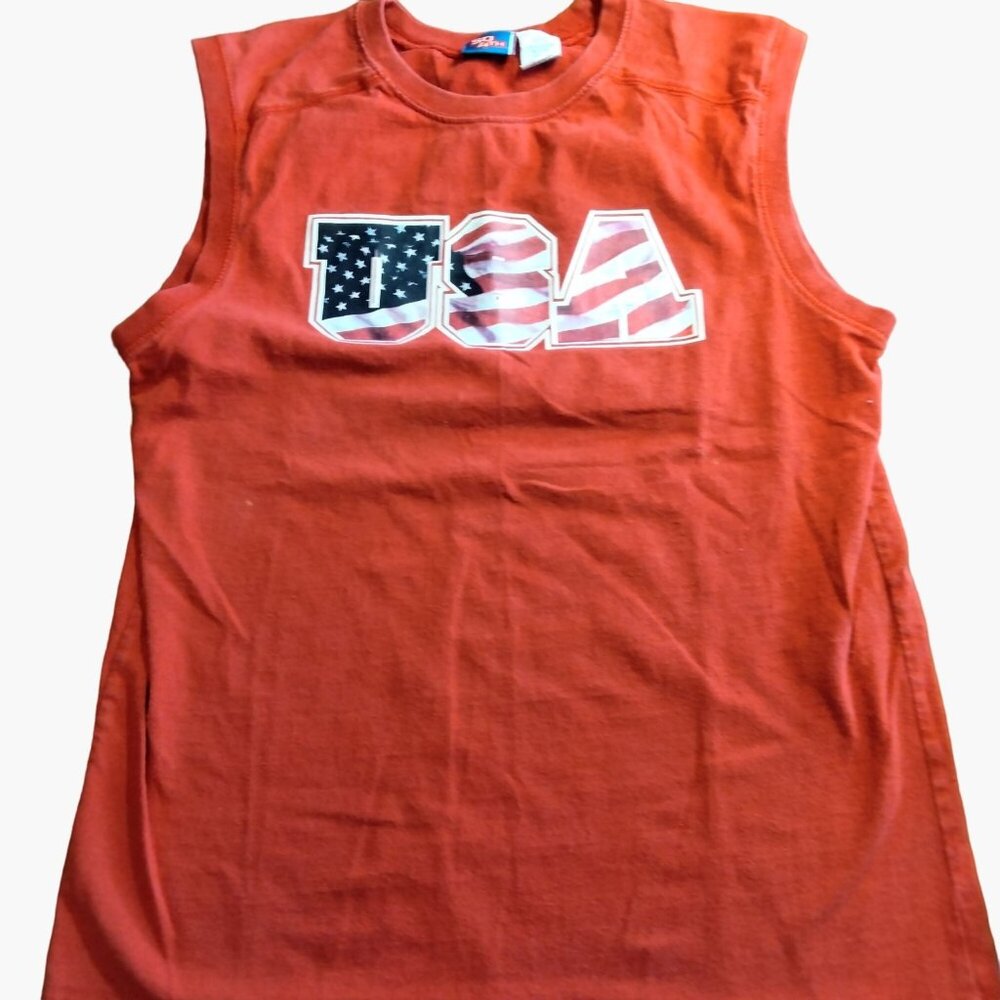 So 4th USA Tank Top Shirt Boys Size Large Red White Blue July